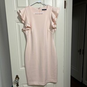 Shell pink flutter sleeve dress NWOT